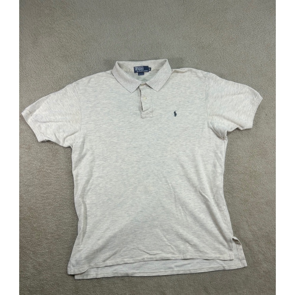 Vintage Polo Ralph Lauren Men XL Light Gray Heather Cotton Short Sleeve USA Made